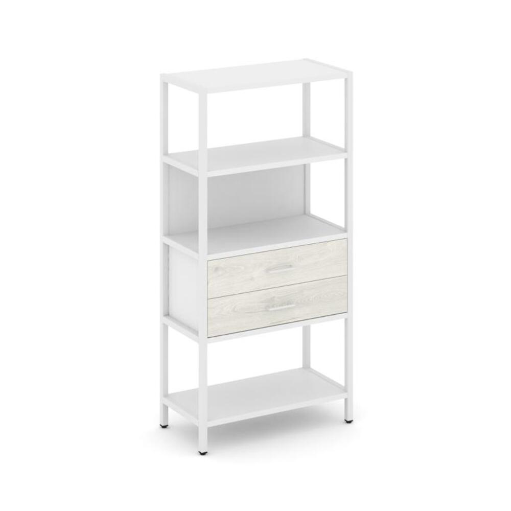 Односекционный стеллаж четырехярусный с ящиками