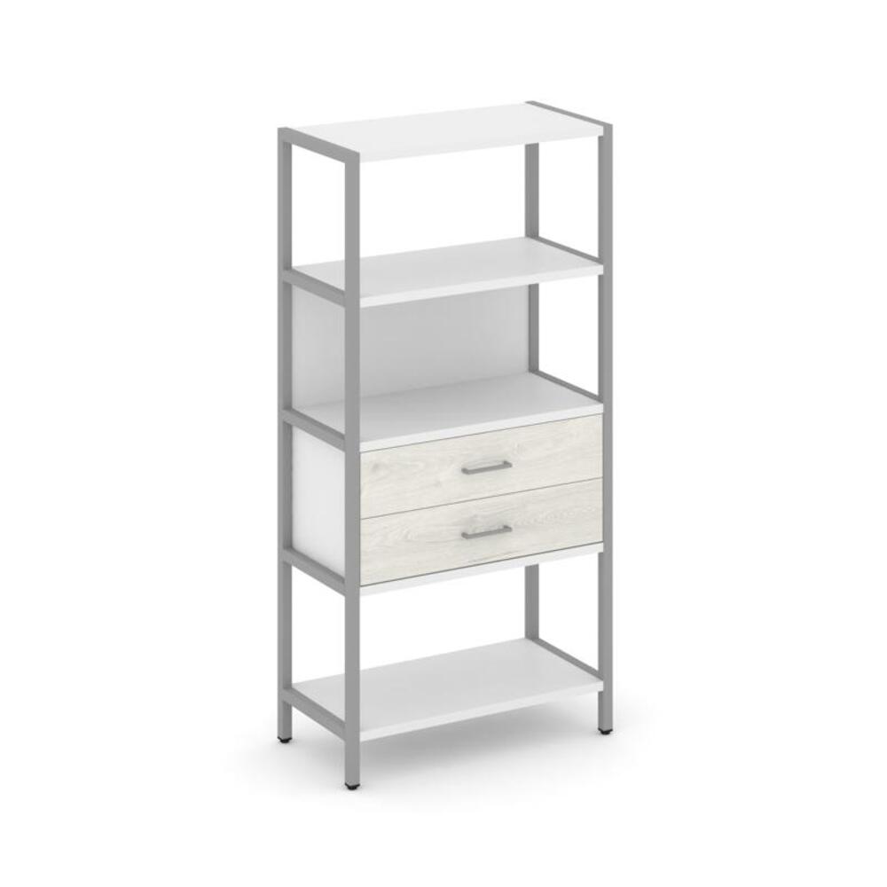 Односекционный стеллаж четырехярусный с ящиками