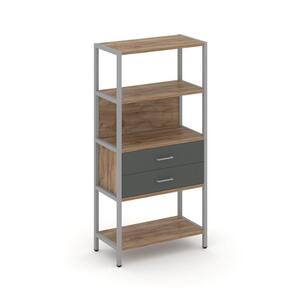 Односекционный стеллаж четырехярусный с ящиками