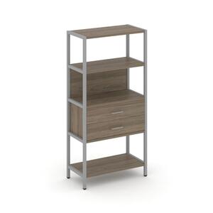 Односекционный стеллаж четырехярусный с ящиками