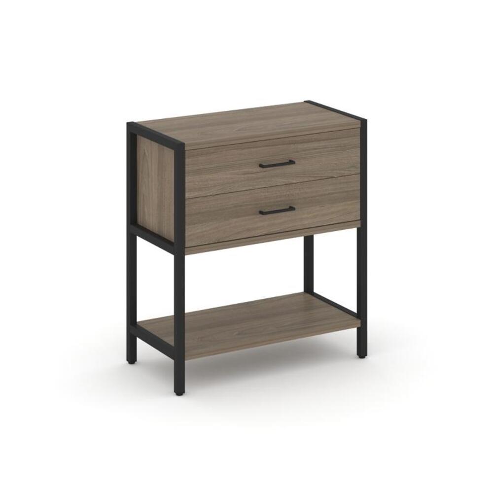 Односекционный стеллаж двухярусный с ящиками