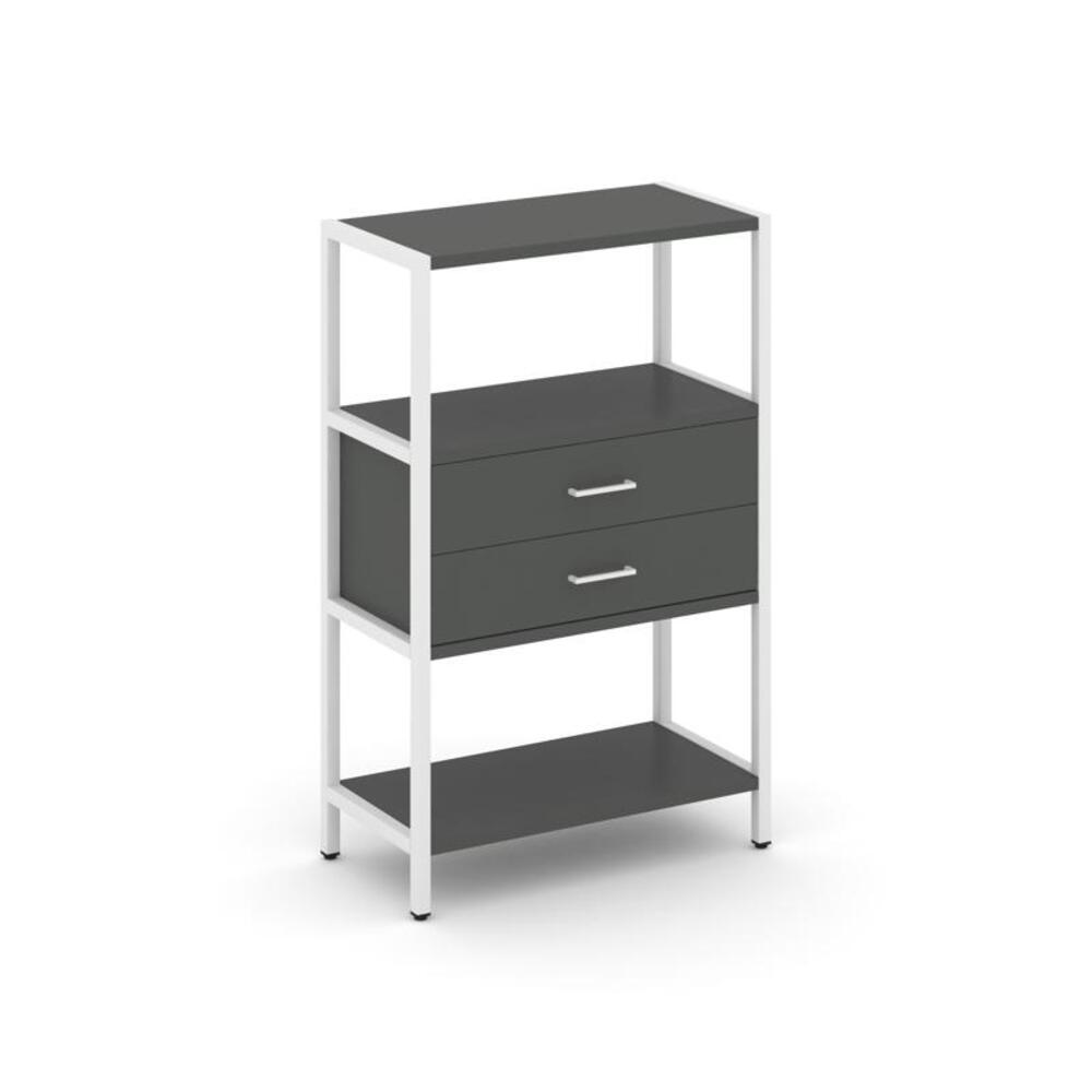 Односекционный стеллаж трехярусный с ящиками