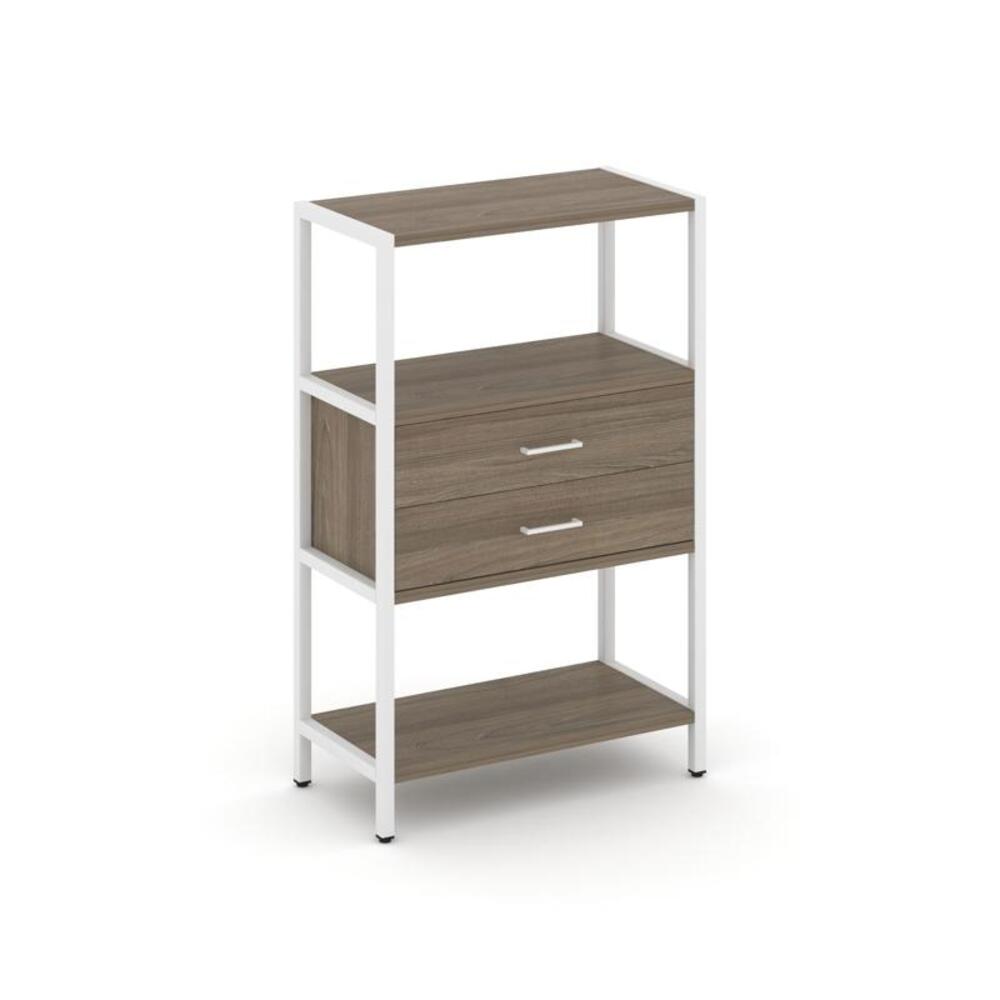 Односекционный стеллаж трехярусный с ящиками