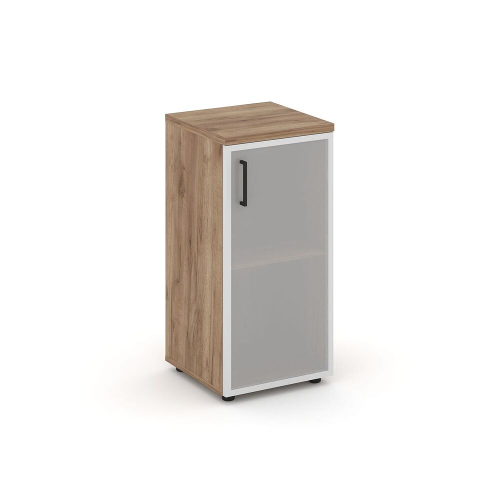 Шкаф низкий узкий правый (1 низкий фасад стекло сатин в раме)