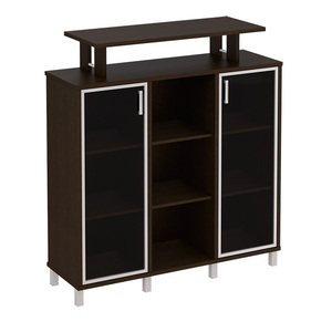 Стеллаж средний с надстройкой и стеклянными дверками