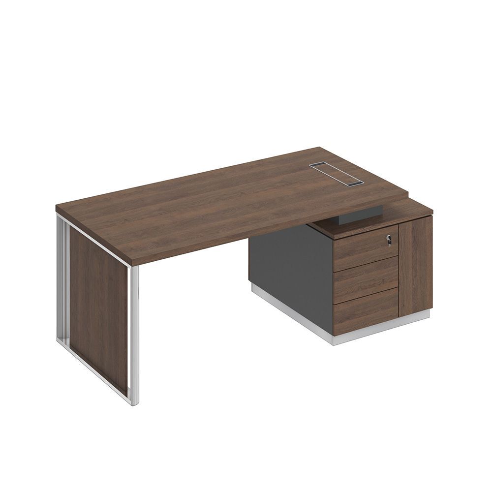 Стол на опорной тумбе  с декоративной вставкой